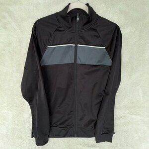 Athletic Works Black Gray Long Sleeve Zip Up Track Jacket M (38-40) Running